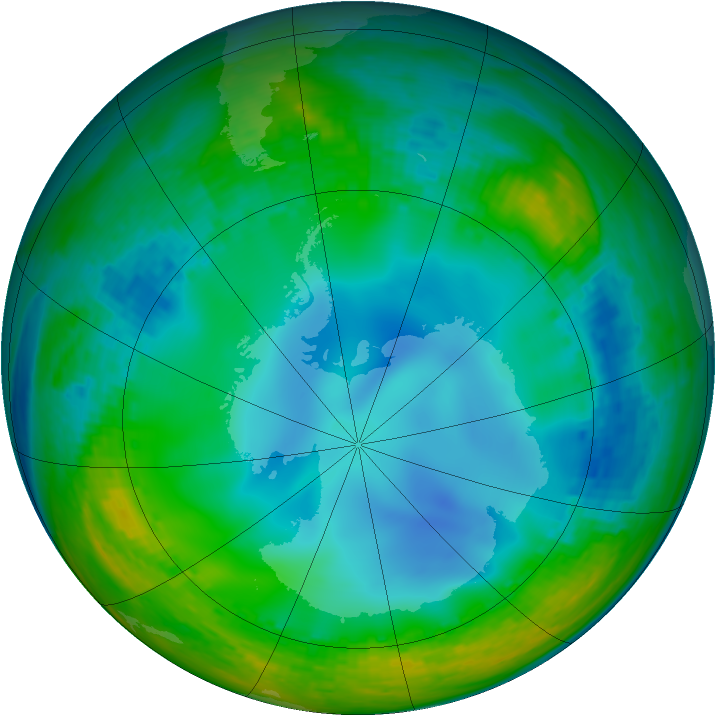 Antarctic ozone map for 08 July 2003